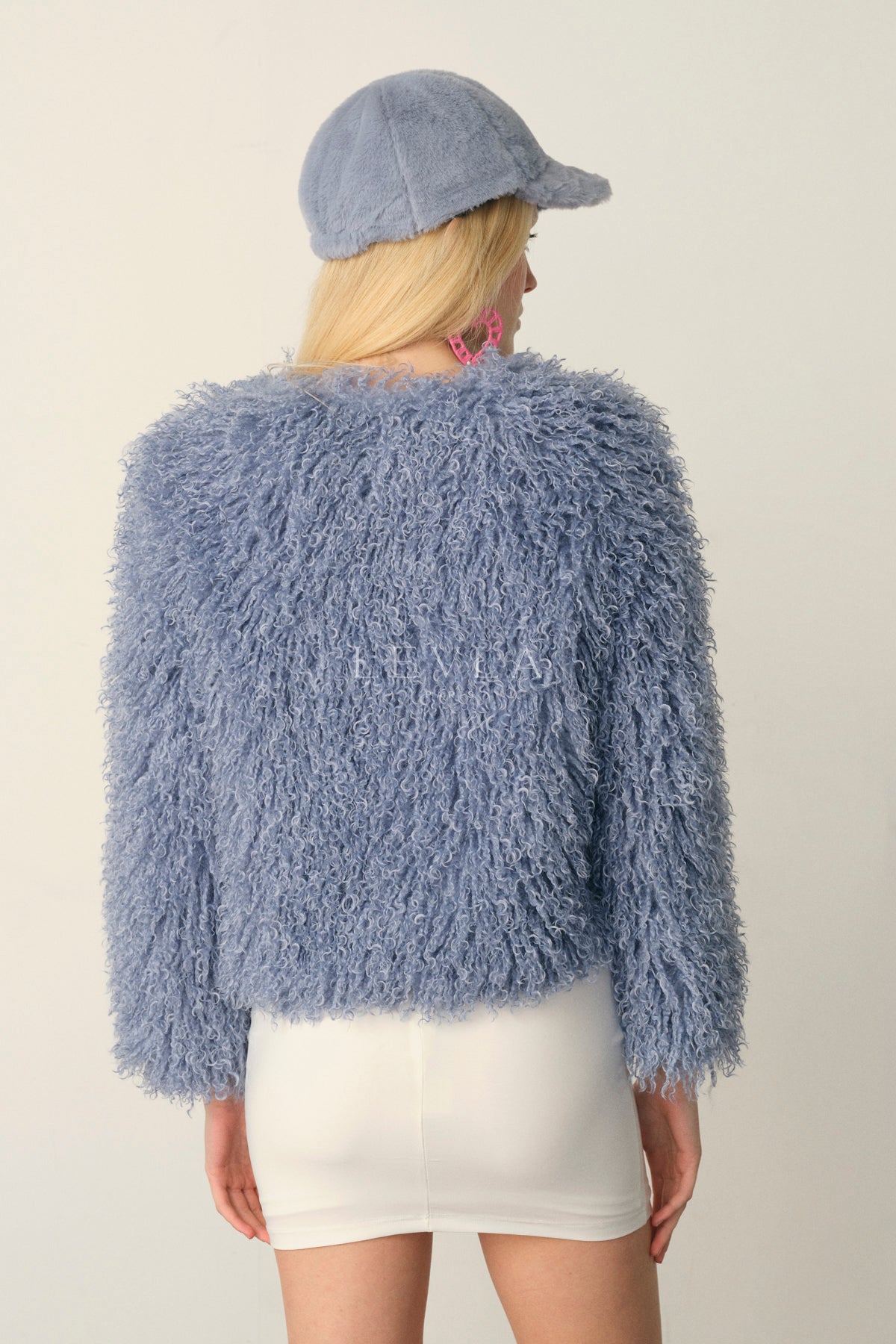 Faux fur ceket - Mavi