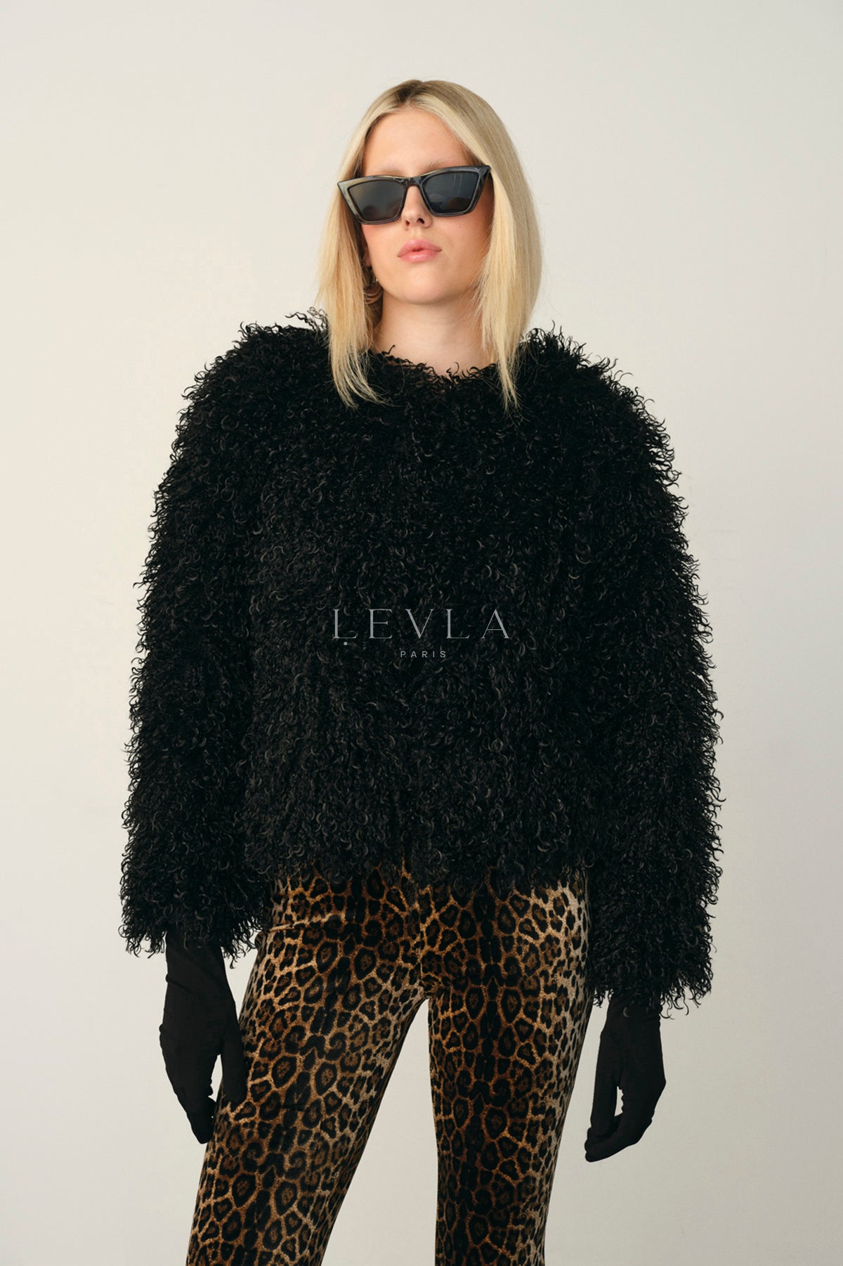 Faux fur ceket - Siyah